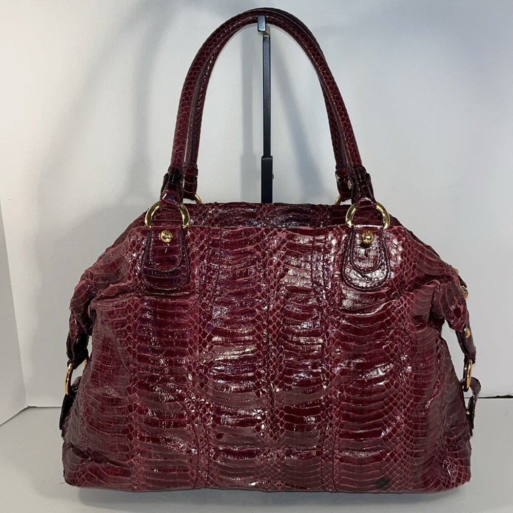 Auth. Tod’s Exotic Python Skin Leather Handbag ~ … - image 2
